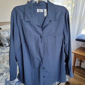 Villager Sport Liz Claiborne Blue Stripe Blouse 3X